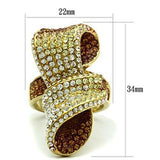 Alamode IP Gold(Ion Plating) Brass Ring with Top Grade Crystal in Multi Color - Alamode