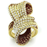 Alamode IP Gold(Ion Plating) Brass Ring with Top Grade Crystal in Multi Color - Alamode