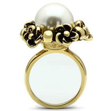 Alamode IP Gold(Ion Plating) Brass Ring with Synthetic Pearl in White - Alamode