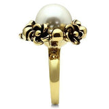 Alamode IP Gold(Ion Plating) Brass Ring with Synthetic Pearl in White - Alamode