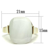 Alamode IP Gold(Ion Plating) Brass Ring with Synthetic Cat Eye in White - Alamode