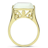 Alamode IP Gold(Ion Plating) Brass Ring with Synthetic Cat Eye in White - Alamode