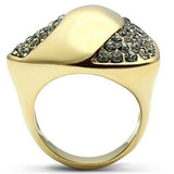 Alamode IP Gold(Ion Plating) Brass Ring with Top Grade Crystal in Black Diamond - Alamode