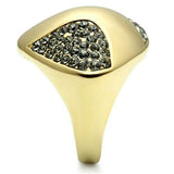 Alamode IP Gold(Ion Plating) Brass Ring with Top Grade Crystal in Black Diamond - Alamode