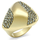 Alamode IP Gold(Ion Plating) Brass Ring with Top Grade Crystal in Black Diamond - Alamode