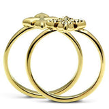 Alamode IP Gold(Ion Plating) Brass Ring with Top Grade Crystal in Clear - Alamode