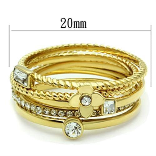 Alamode IP Gold(Ion Plating) Brass Ring with Top Grade Crystal in Clear - Alamode