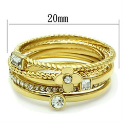 Alamode IP Gold(Ion Plating) Brass Ring with Top Grade Crystal in Clear - Alamode