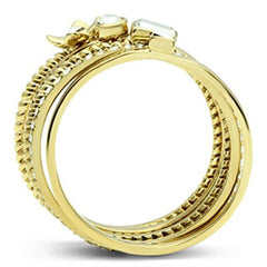 Alamode IP Gold(Ion Plating) Brass Ring with Top Grade Crystal in Clear - Alamode