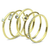 Alamode IP Gold(Ion Plating) Brass Ring with Top Grade Crystal in Clear - Alamode