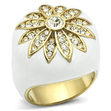 Alamode IP Gold(Ion Plating) Brass Ring with Top Grade Crystal in Clear - Alamode