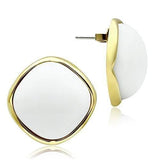 Alamode IP Gold(Ion Plating) Brass Earrings with Synthetic Synthetic Glass in White - Alamode