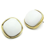 Alamode IP Gold(Ion Plating) Brass Earrings with Synthetic Synthetic Glass in White - Alamode