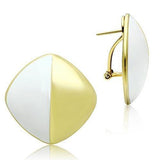 Alamode IP Gold(Ion Plating) Brass Earrings with Epoxy in White - Alamode