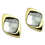 Alamode IP Gold(Ion Plating) Brass Earrings with Synthetic Synthetic Glass in Black Diamond - Flyclothing LLC