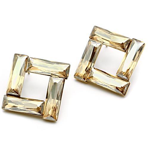 Alamode IP Gold(Ion Plating) Brass Earrings with Top Grade Crystal in Topaz - Flyclothing LLC