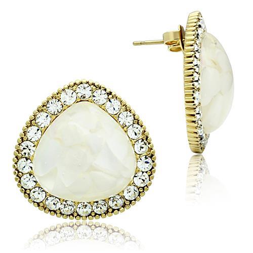 Alamode IP Gold(Ion Plating) Brass Earrings with Synthetic Synthetic Stone in Clear - Alamode