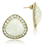 Alamode IP Gold(Ion Plating) Brass Earrings with Synthetic Synthetic Stone in Clear - Alamode