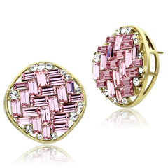 Alamode IP Gold(Ion Plating) Brass Earrings with Top Grade Crystal in Rose - Alamode