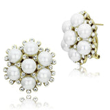 Alamode IP Gold(Ion Plating) Brass Earrings with Synthetic Pearl in White - Alamode