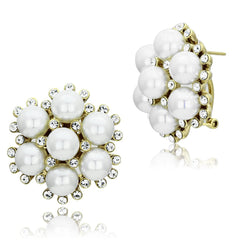 Alamode IP Gold(Ion Plating) Brass Earrings with Synthetic Pearl in White