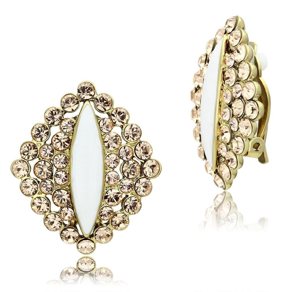 Alamode IP Gold(Ion Plating) Brass Earrings with Top Grade Crystal in Champagne - Alamode