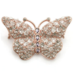 Alamode Rose Gold Brass Brooches with AAA Grade CZ in Amethyst