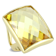 Alamode Gold Brass Ring with AAA Grade CZ in Topaz