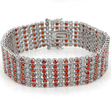 Alamode Rhodium Brass Bracelet with AAA Grade CZ in Orange - Alamode