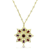 Alamode Gold Brass Chain Pendant with Top Grade Crystal in Multi Color