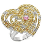 Alamode Reverse Two-Tone Brass Ring with AAA Grade CZ in Rose - Alamode