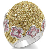 Alamode Reverse Two-Tone Brass Ring with AAA Grade CZ in Rose - Alamode