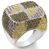 Alamode Rhodium+Gold+ Ruthenium Brass Ring with AAA Grade CZ in Multi Color - Alamode