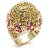 Alamode Imitation Gold Brass Ring with AAA Grade CZ in Rose - Alamode