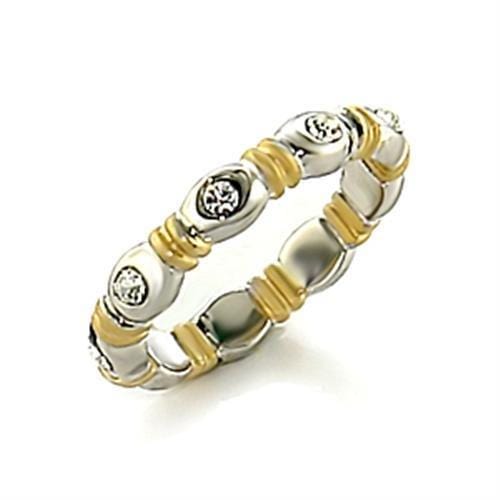 Alamode Matte Gold & Rhodium Brass Toe Ring with Top Grade Crystal in Clear - Alamode