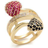 Alamode Imitation Gold Brass Ring with Synthetic Garnet in Ruby