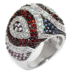 Alamode Rhodium + Ruthenium Brass Ring with AAA Grade CZ in Multi Color - Alamode