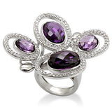 Alamode Rhodium Brass Ring with AAA Grade CZ in Amethyst