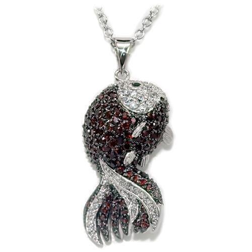 Alamode Rhodium + Ruthenium Brass Chain Pendant with AAA Grade CZ in Multi Color - Alamode