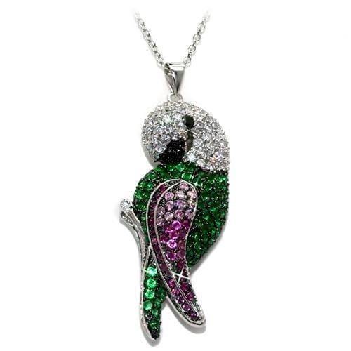 Alamode Rhodium + Ruthenium Brass Chain Pendant with AAA Grade CZ in Multi Color - Alamode