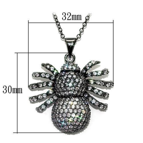 Alamode Ruthenium Brass Chain Pendant with AAA Grade CZ in Clear - Flyclothing LLC