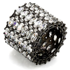 Alamode Ruthenium Brass Ring with AAA Grade CZ in Clear - Alamode