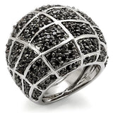 Alamode Rhodium + Ruthenium Brass Ring with AAA Grade CZ in Black Diamond