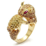 Alamode Imitation Gold Brass Ring with Synthetic Garnet in Ruby