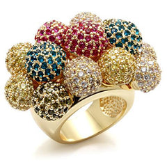 Alamode Imitation Gold Brass Ring with AAA Grade CZ in Multi Color