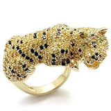 Alamode Imitation Gold Brass Ring with Synthetic Synthetic Glass in Emerald - Alamode