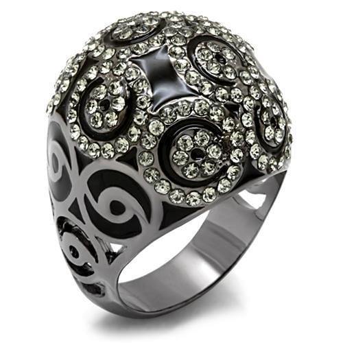 Alamode TIN Cobalt Black Brass Ring with Top Grade Crystal in Black Diamond - Alamode