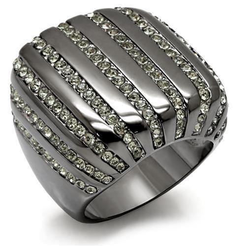 Alamode TIN Cobalt Black Brass Ring with Top Grade Crystal in Black Diamond - Alamode