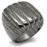 Alamode TIN Cobalt Black Brass Ring with Top Grade Crystal in Black Diamond - Alamode