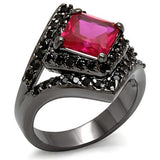 Alamode TIN Cobalt Black Brass Ring with AAA Grade CZ in Ruby